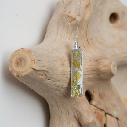 Silver And Gold Keum Boo Pendant With Peridot - Silver Lines Jewellery