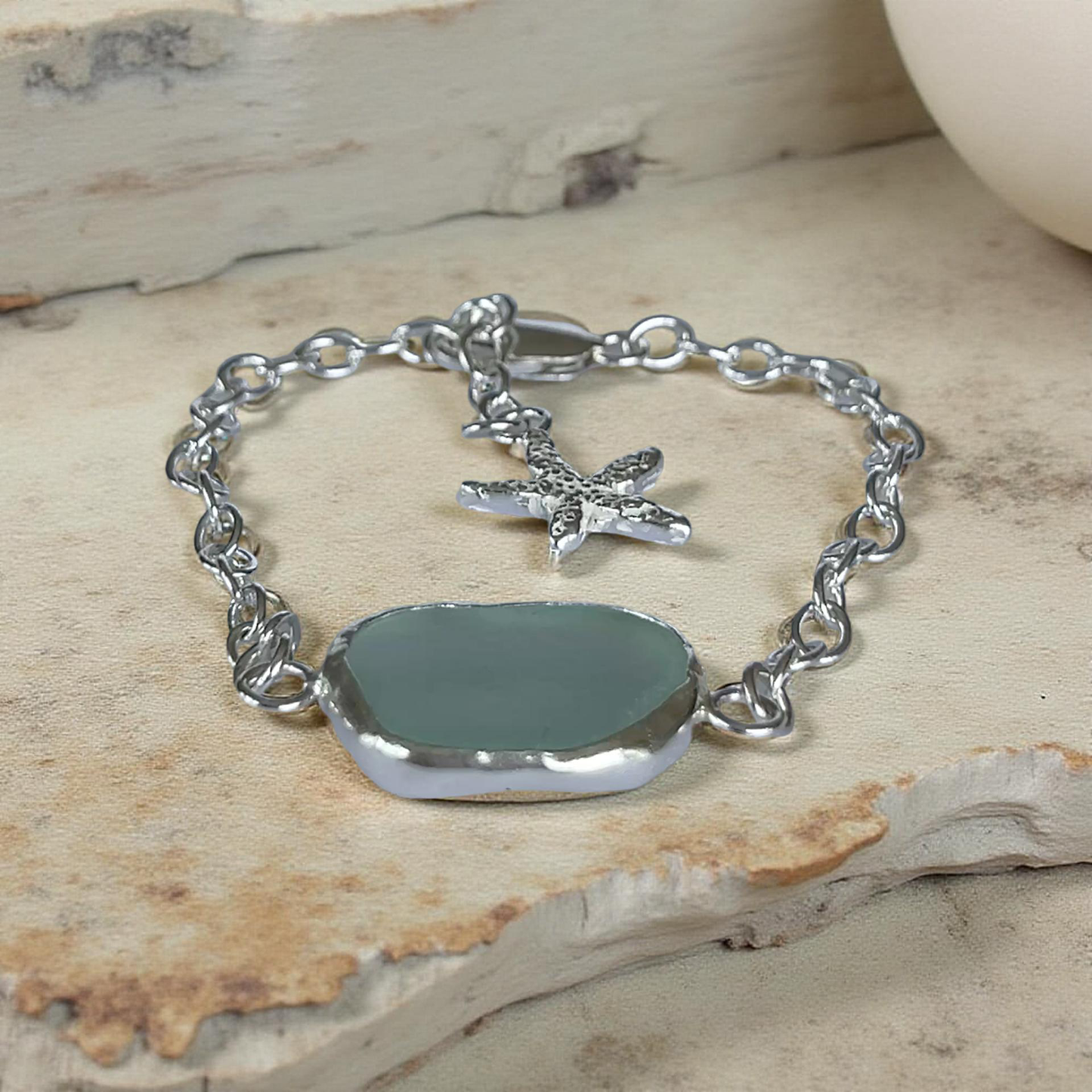 Sea Glass Bracelet Seashell Charm
