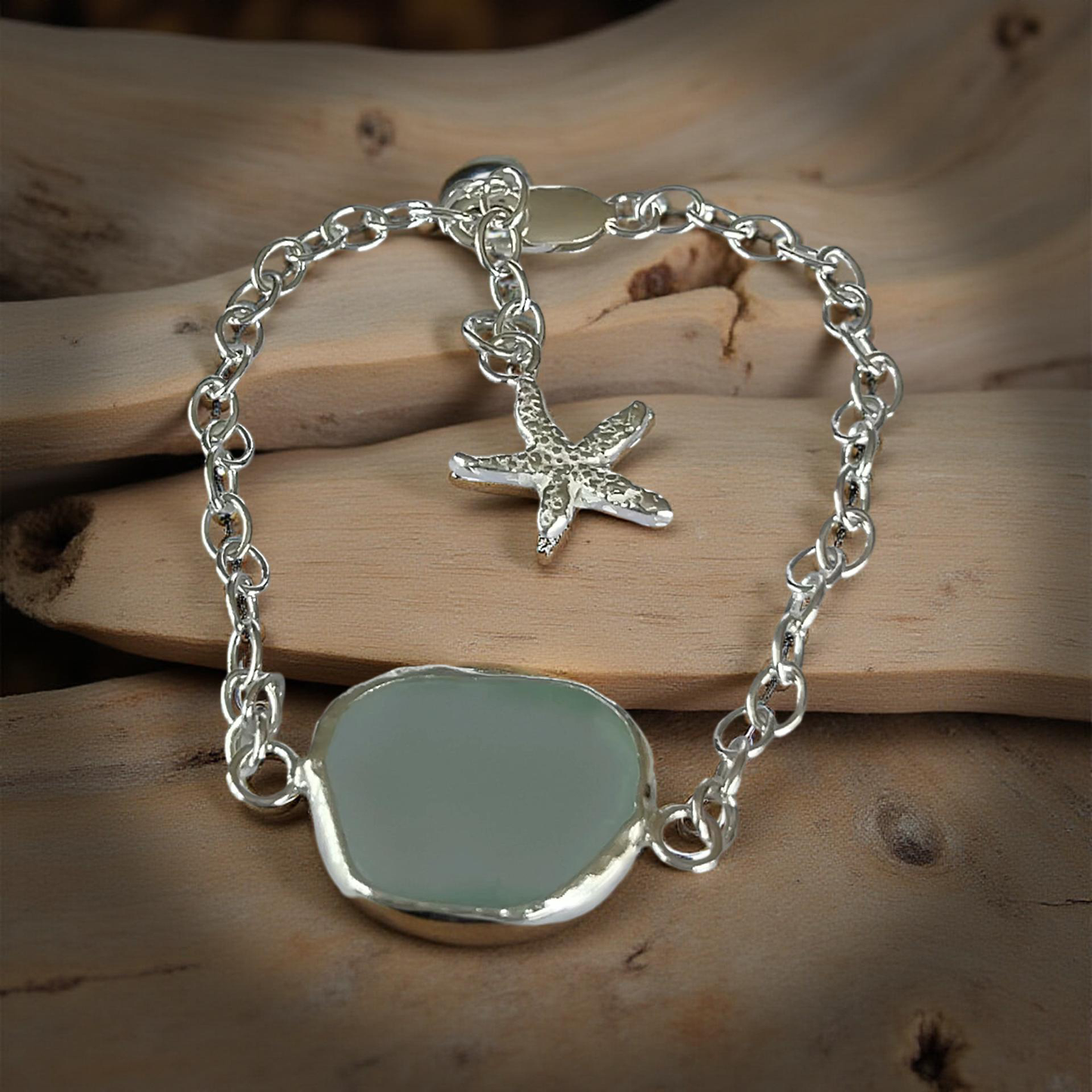 Sea Glass Bracelet Seashell Charm