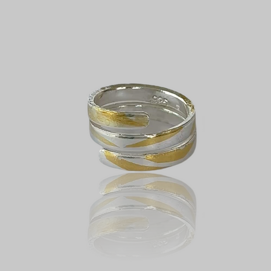 Keum Boo Silver And Gold Wrap Ring - SilverLines Jewellery