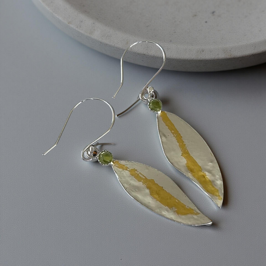 Keum-Boo Silver & Gold Leaf Earrings - Silver Lines Jewellery