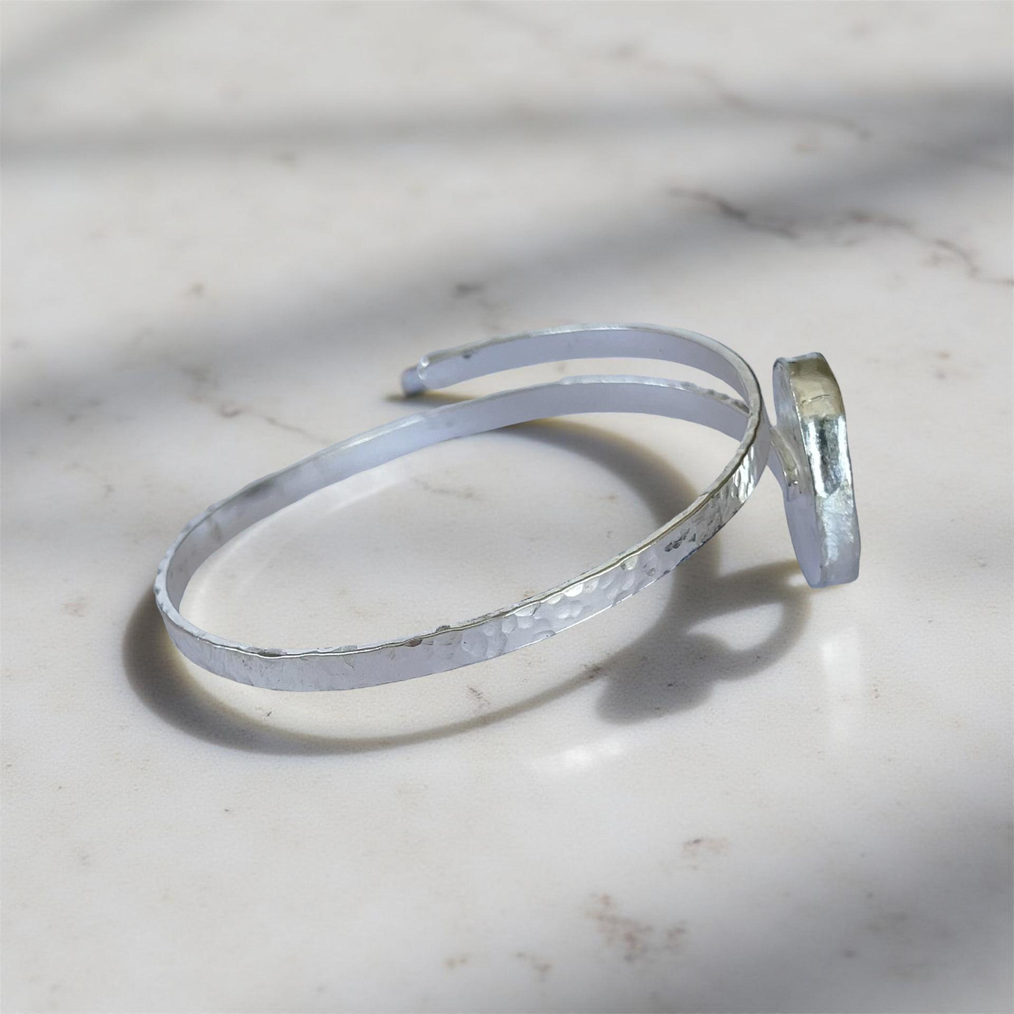 Sterling Silver Wrap Bangle With Sea Glass