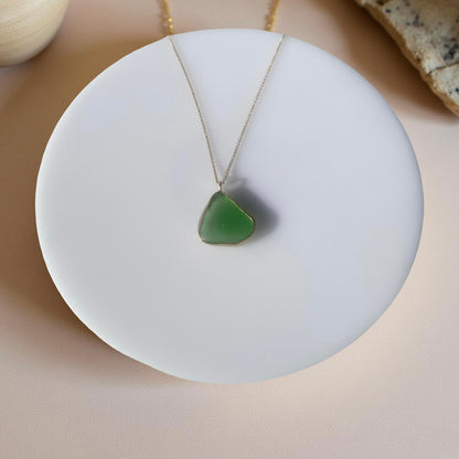 Gold Ocean Sea Glass Necklace