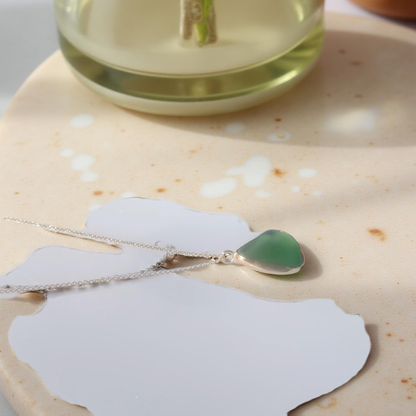 Gold Ocean Sea Glass Necklace