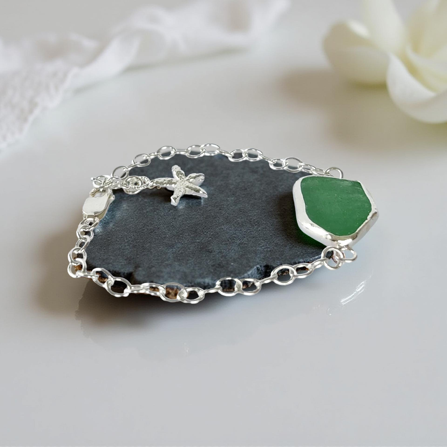Sea Glass Bracelet Seashell Charm