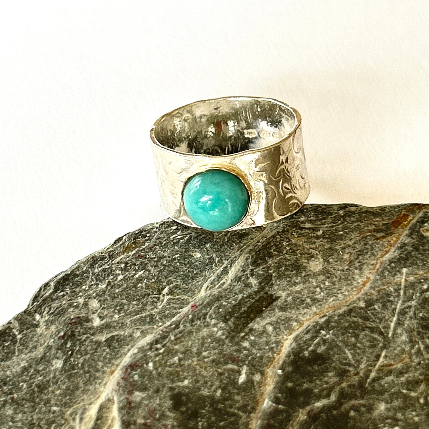 Amazonite Silver Statement Ring - Silver Lines Jewellery