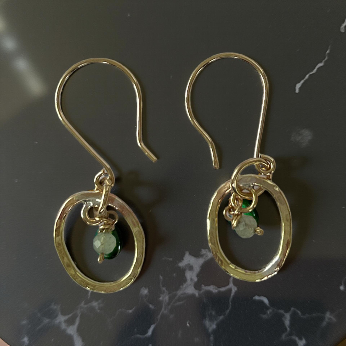 Dainty Gold Jade Earrings - SilverLines Jewellery 