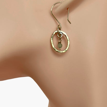 Dainty Gold Jade Earrings - SilverLines Jewellery 