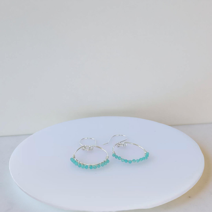Amazonite Silver Hoop Earrings - Silver Lines Jewellery