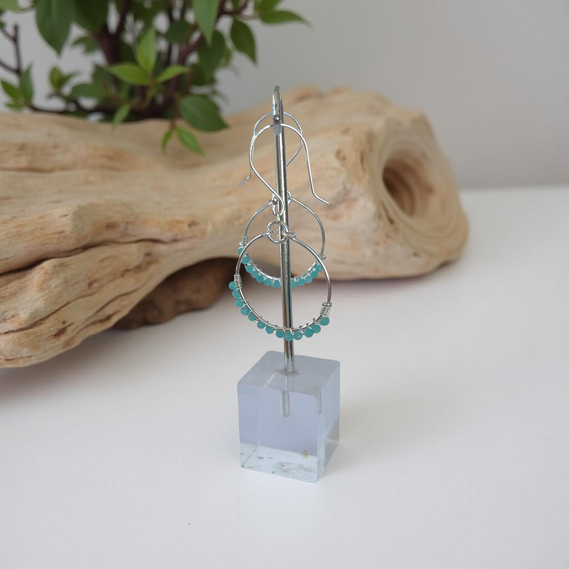 Amazonite Silver Hoop Earrings - Silver Lines Jewellery