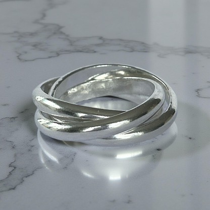Handmade Sterling Silver Russian Ring – 3 Interlinking Bands