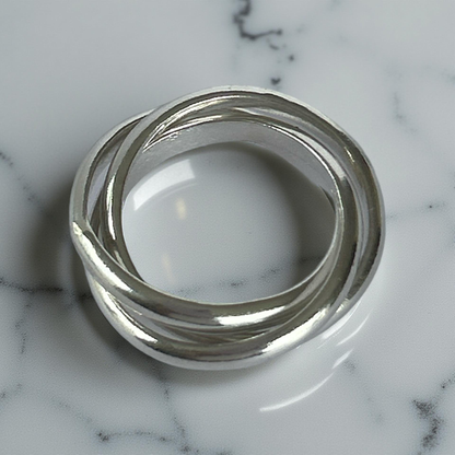 Handmade Sterling Silver Russian Ring – 3 Interlinking Bands