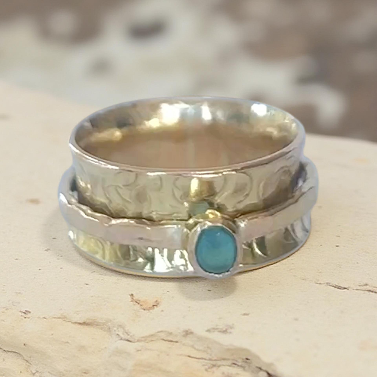 Silver Sea Glass Spinner Ring - Silver Lines Jewellery