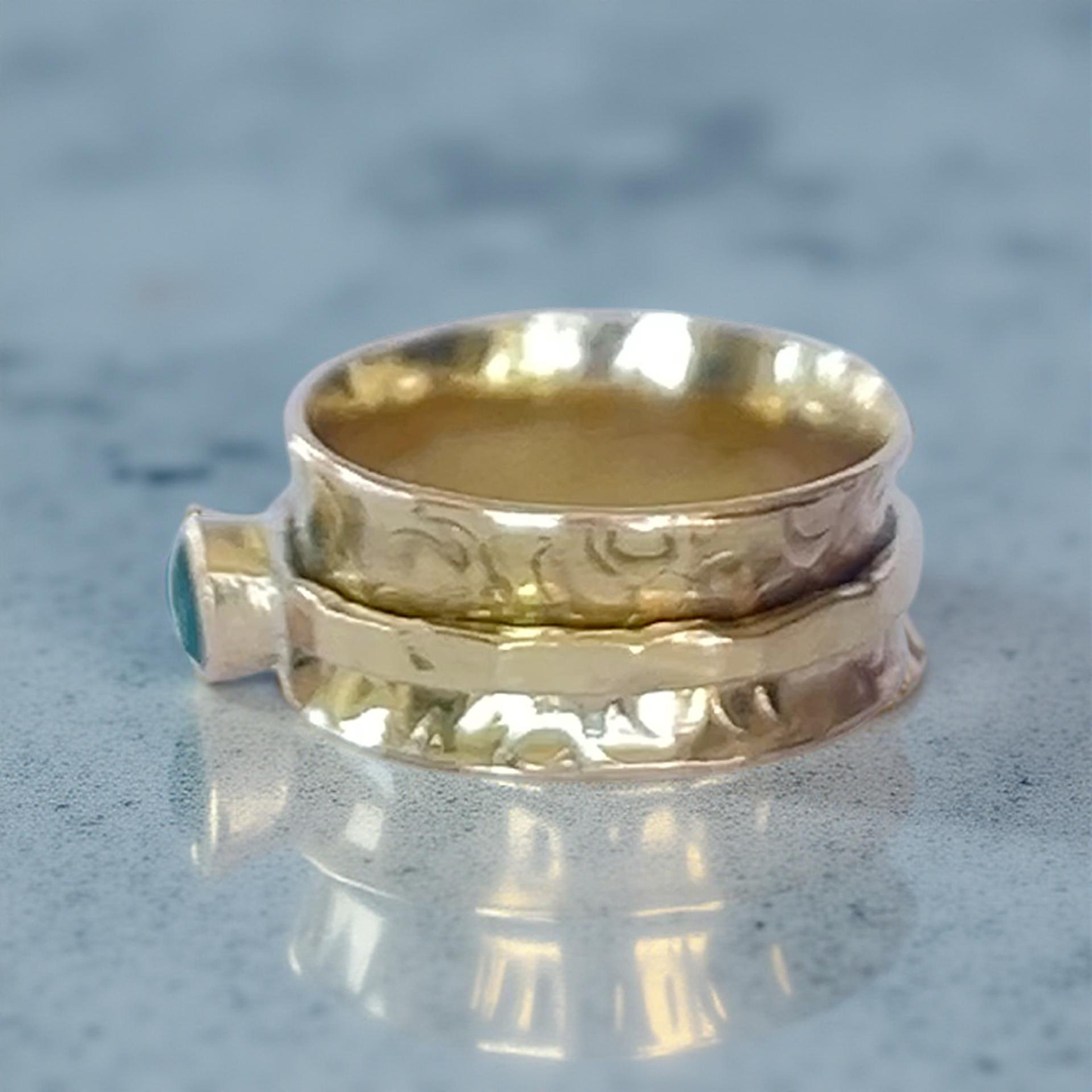 Silver Sea Glass Spinner Ring - Silver Lines Jewellery