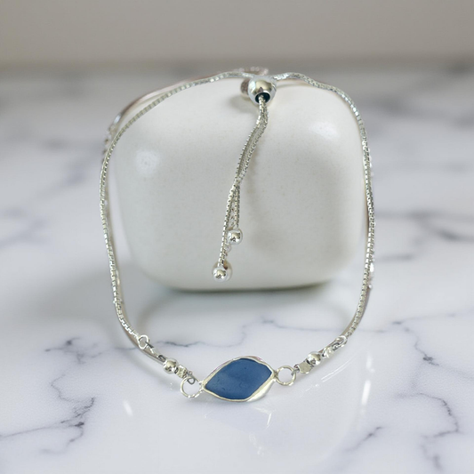 Coastal Sea Glass Adjustable Bracelet - Silver Lines Jewellery