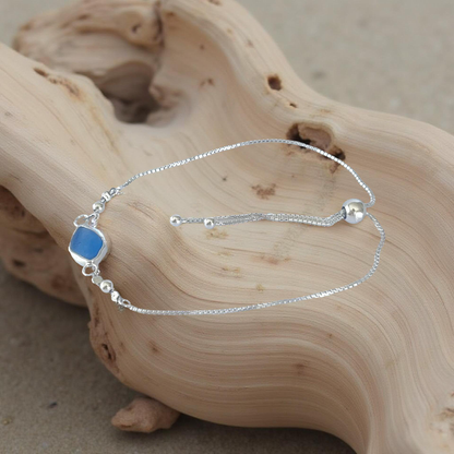 Coastal Sea Glass Adjustable Bracelet - Silver Lines Jewellery