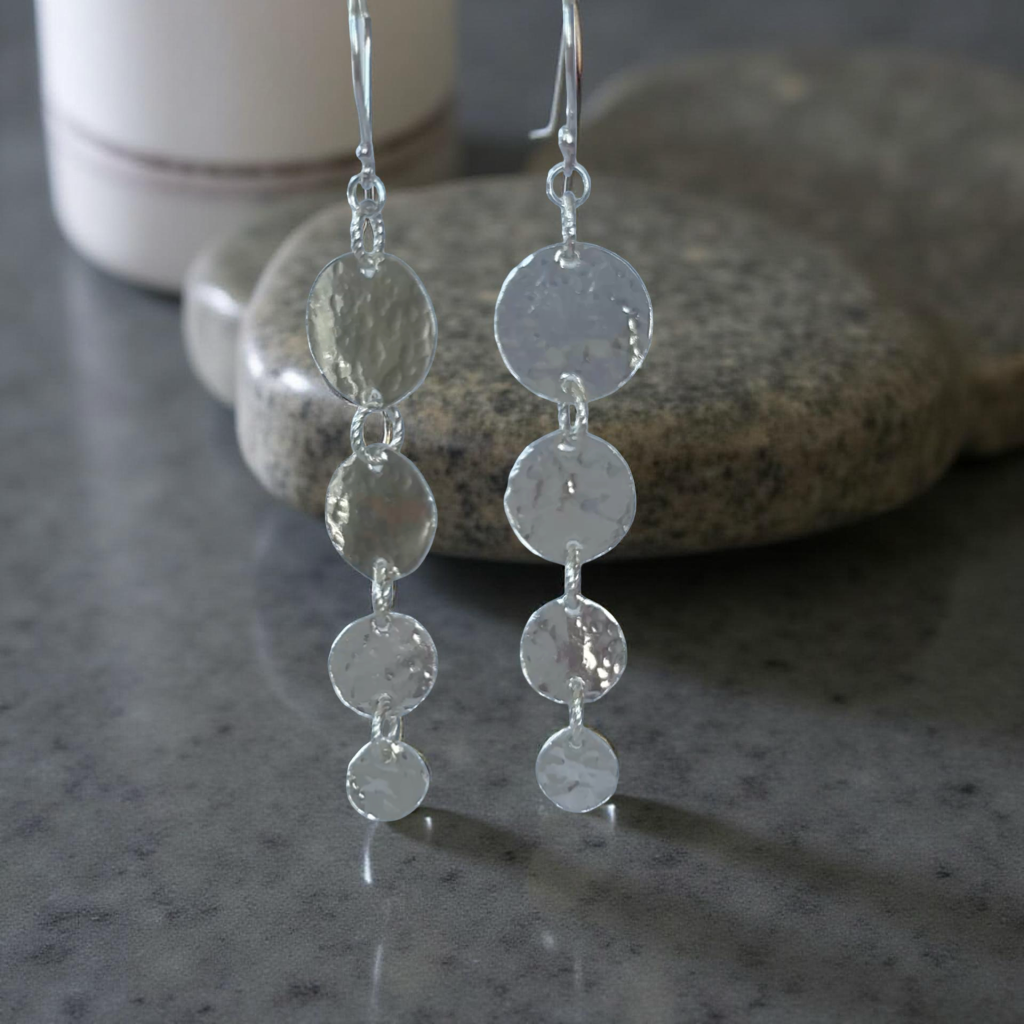 Silver Drop Earrings Long - Silver Lines Jewellery