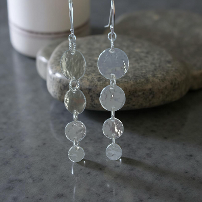 Silver Drop Earrings Long - Silver Lines Jewellery
