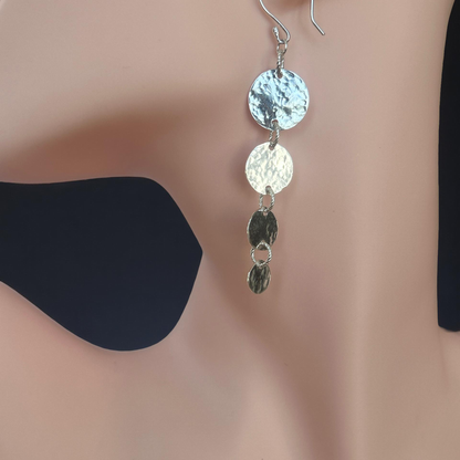 Silver Drop Earrings Long - Silver Lines Jewellery