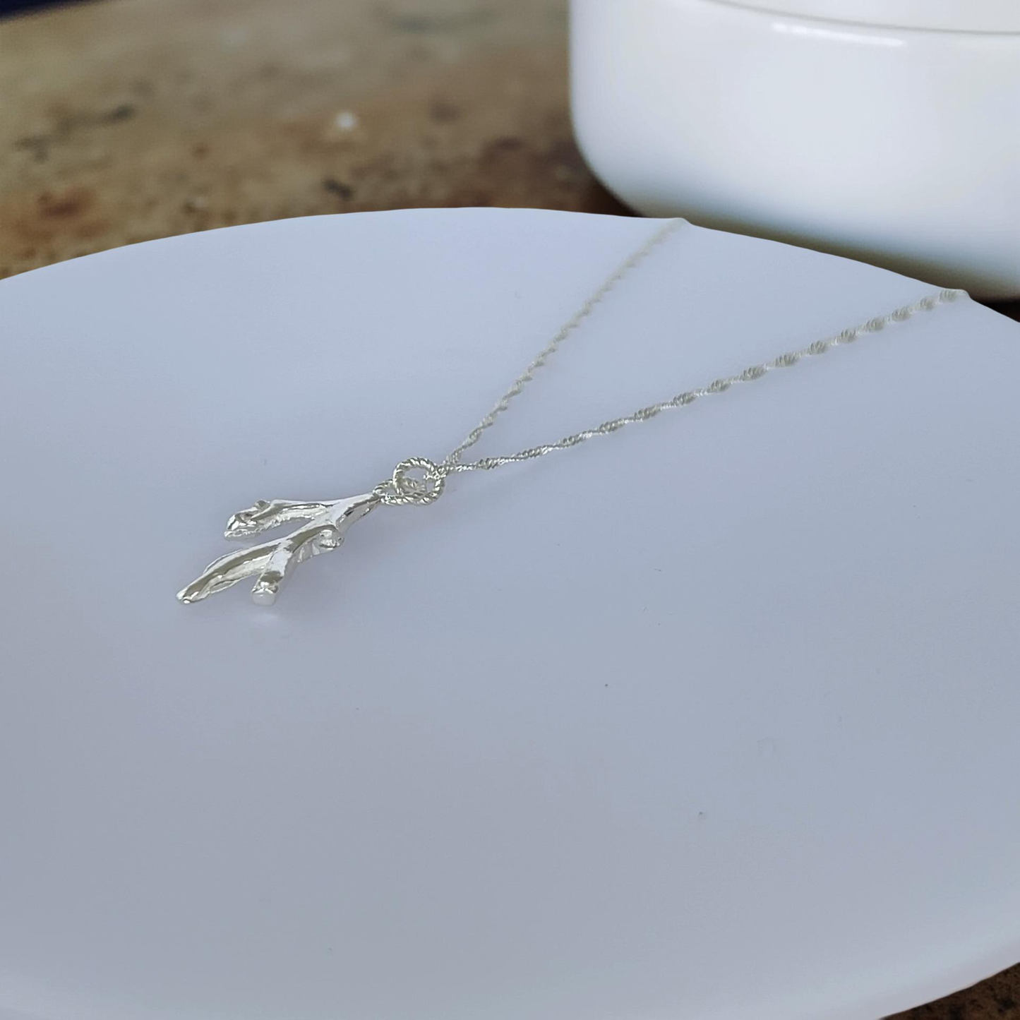 Silver Seaweed Charm Necklace - Silver Lines Jewellery