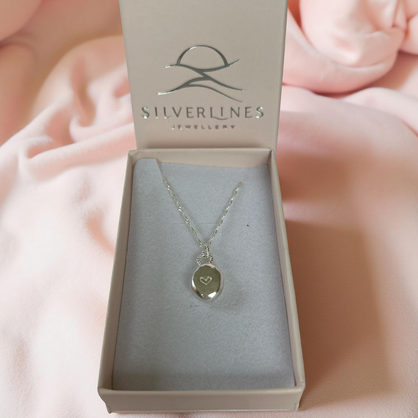 Delicate Fine Silver Pebble Heart Pendant - Silver Lines Jewellery