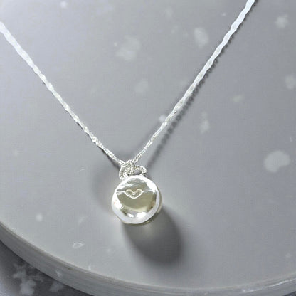 Delicate Fine Silver Pebble Heart Pendant - Silver Lines Jewellery