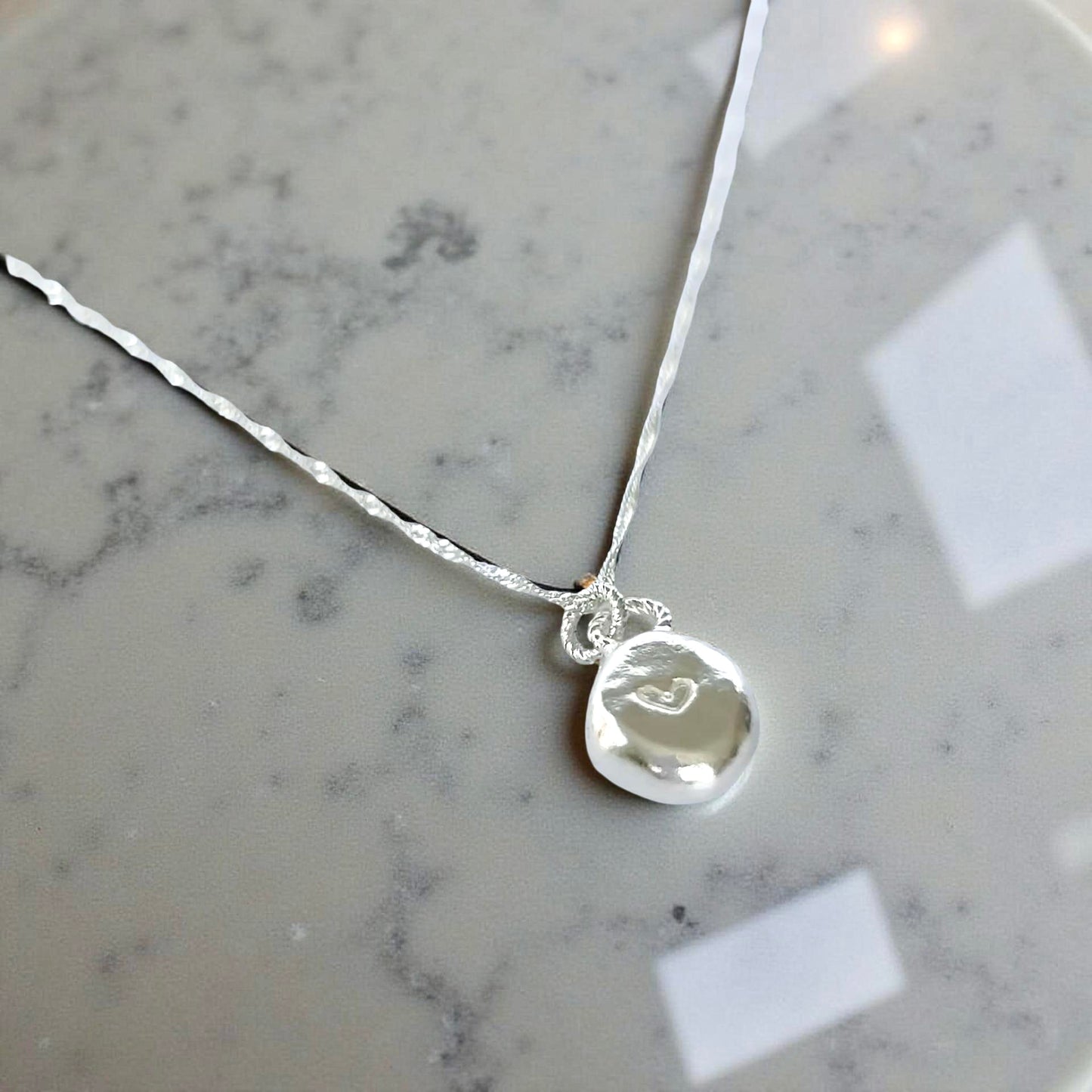 Delicate Fine Silver Pebble Heart Pendant - Silver Lines Jewellery