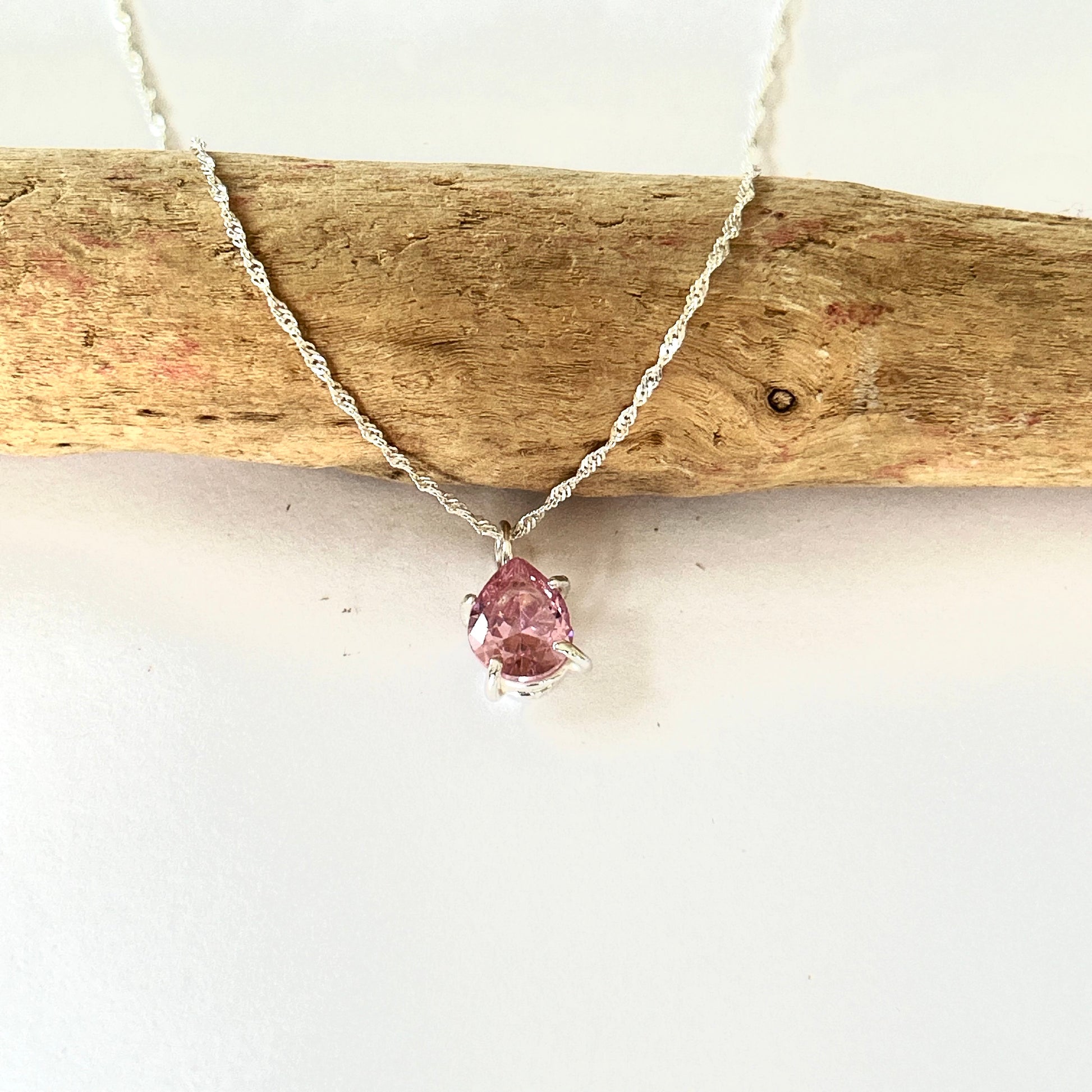 Pink Cubic Zirconia Necklace - Silver Lines Jewellery