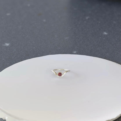 Artisan Garnet Wishbone Ring - Silver Lines Jewellery
