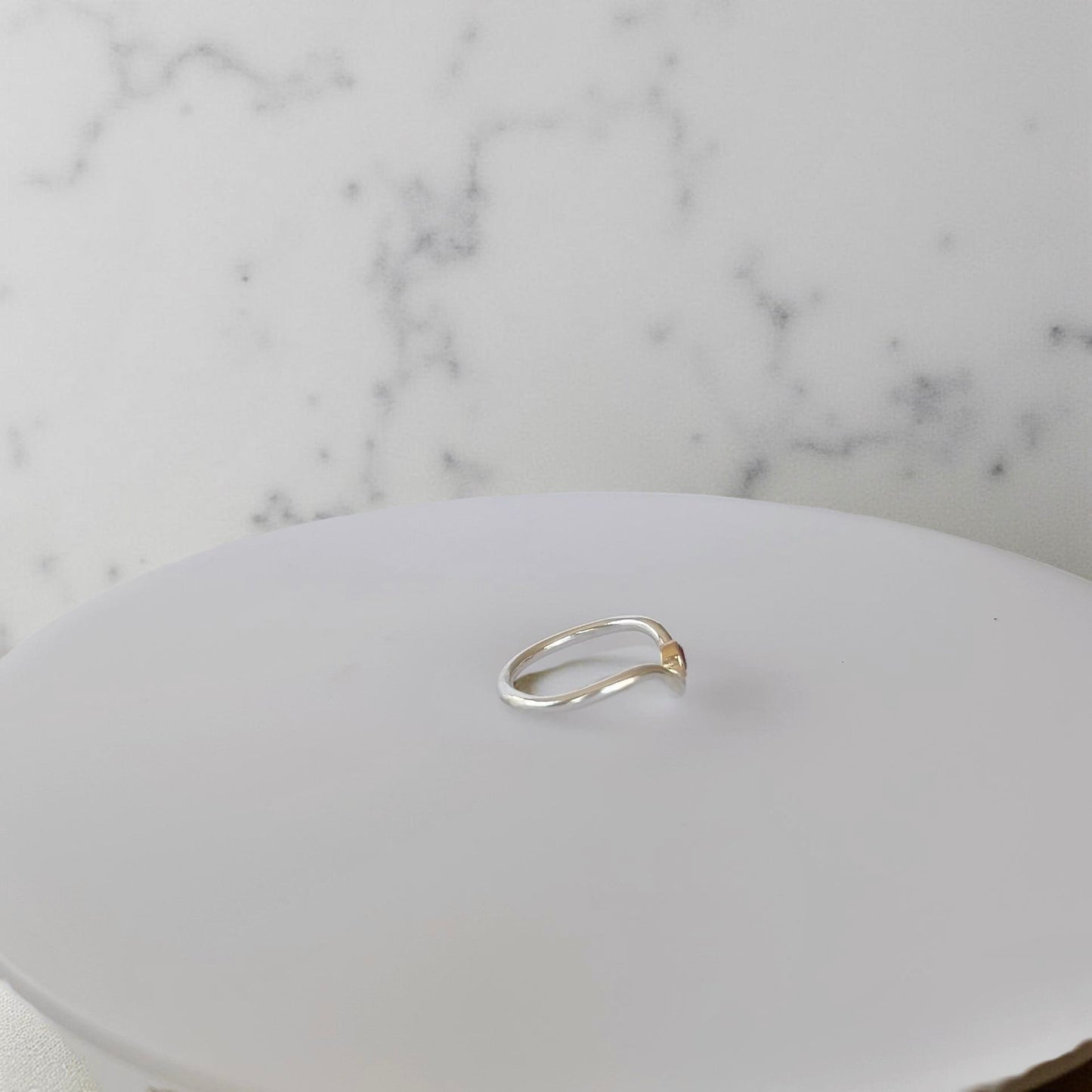 Artisan Garnet Wishbone Ring - Silver Lines Jewellery