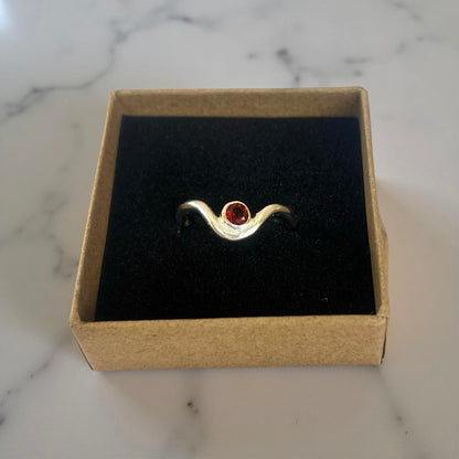 Artisan Garnet Wishbone Ring - Silver Lines Jewellery