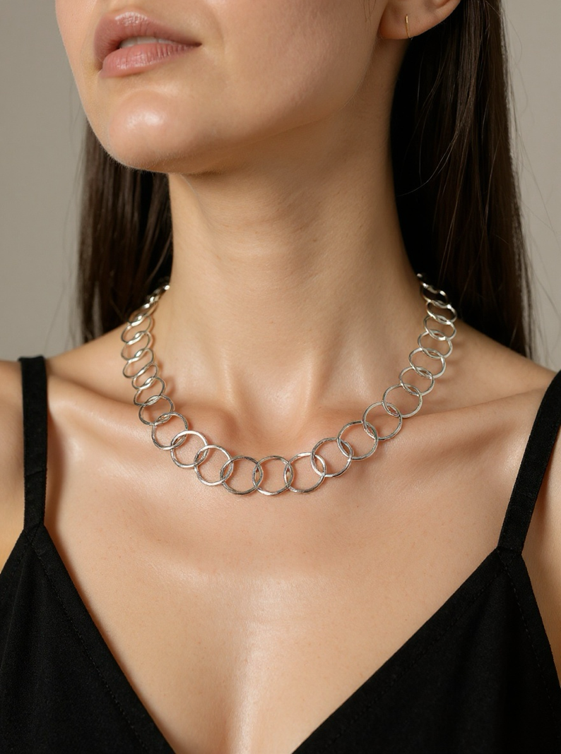 Silver Chain Statement Necklace