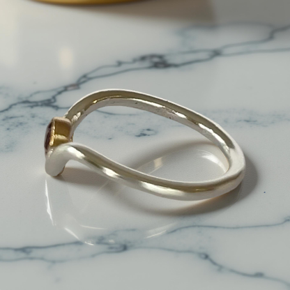 Artisan Garnet Wishbone Ring - Silver Lines Jewellery