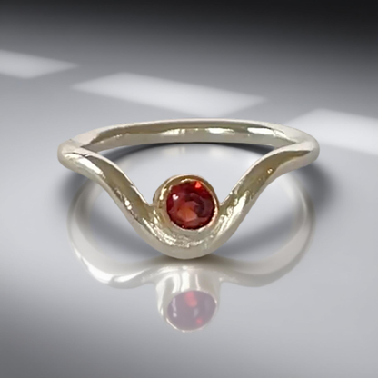 Artisan Garnet Wishbone Ring - Silver Lines Jewellery