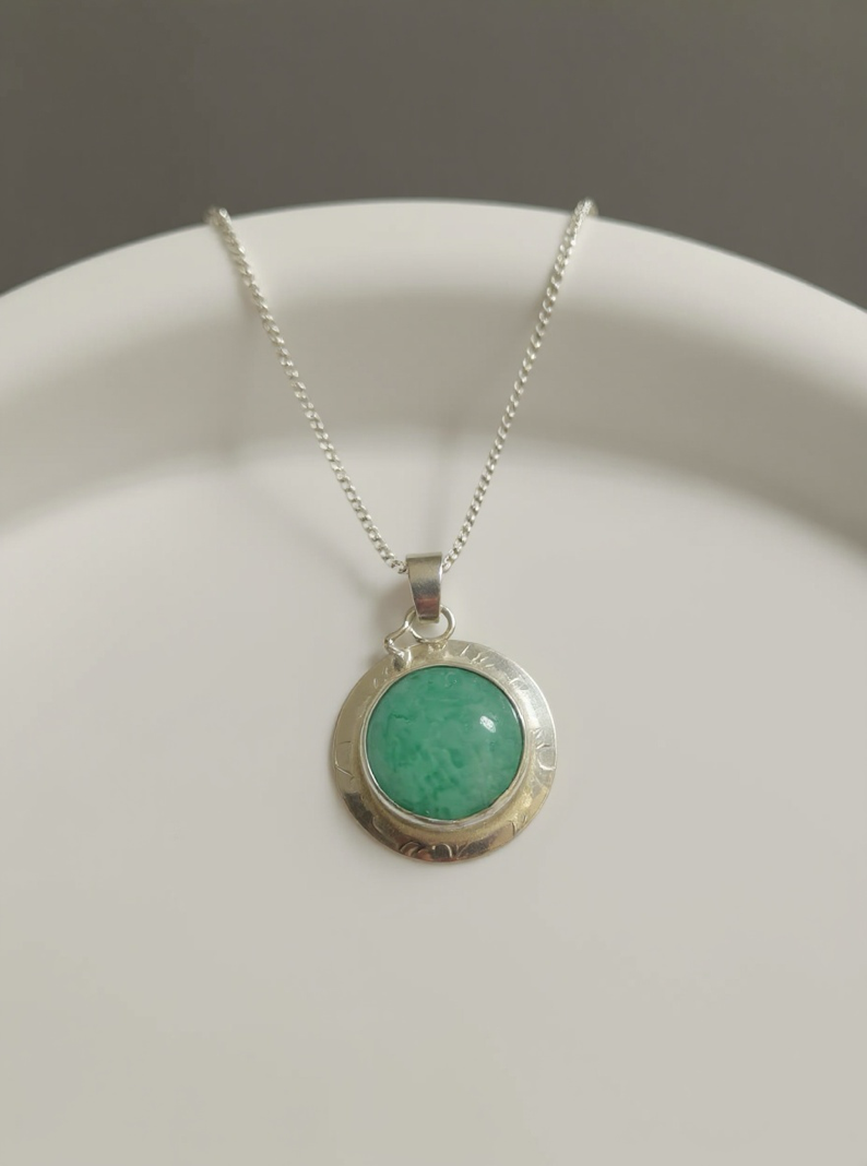 Bohemian Amazonite Halo Necklace - Silver Lines Jewellery