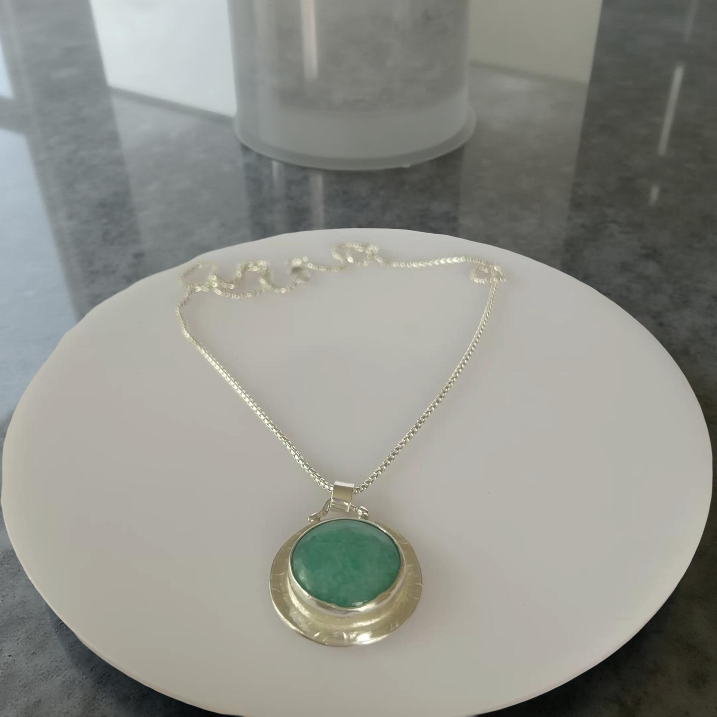 Bohemian Amazonite Halo Necklace - Silver Lines Jewellery