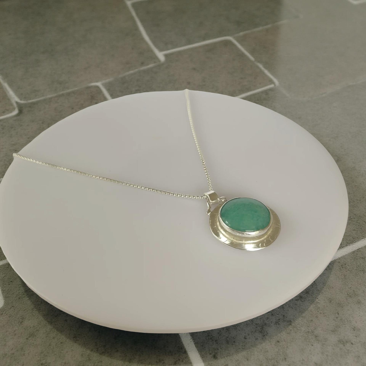 Bohemian Amazonite Halo Necklace - Silver Lines Jewellery