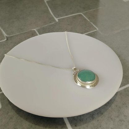 Bohemian Amazonite Halo Necklace - Silver Lines Jewellery