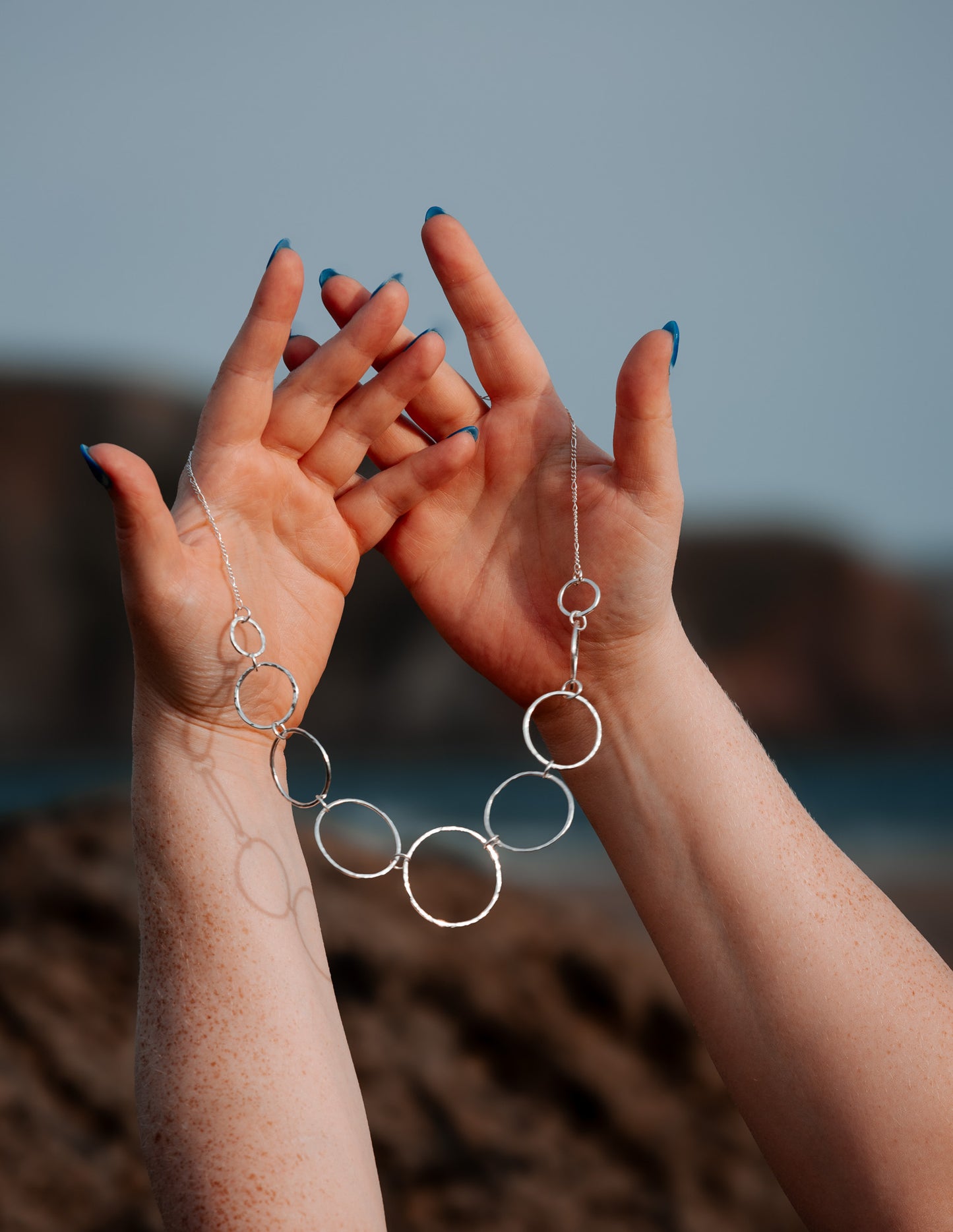 Silver Hoop Chain Necklace - Silver Lines Jewellery