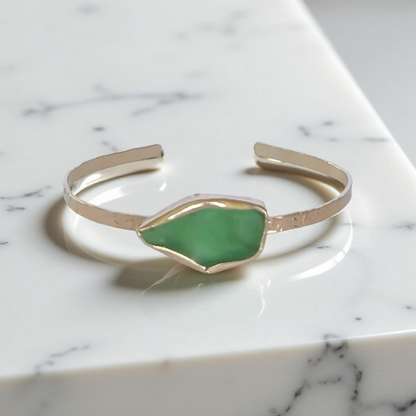 Gold Sea Glass Cuff - Silver Lines Jewellery