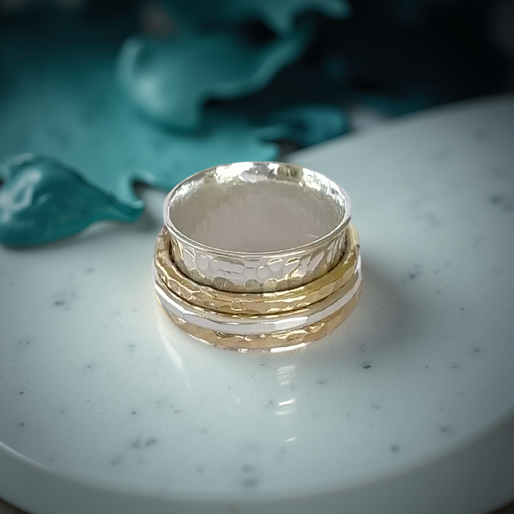 Silver and Gold Spinner Ring - SilverLines Jewellery