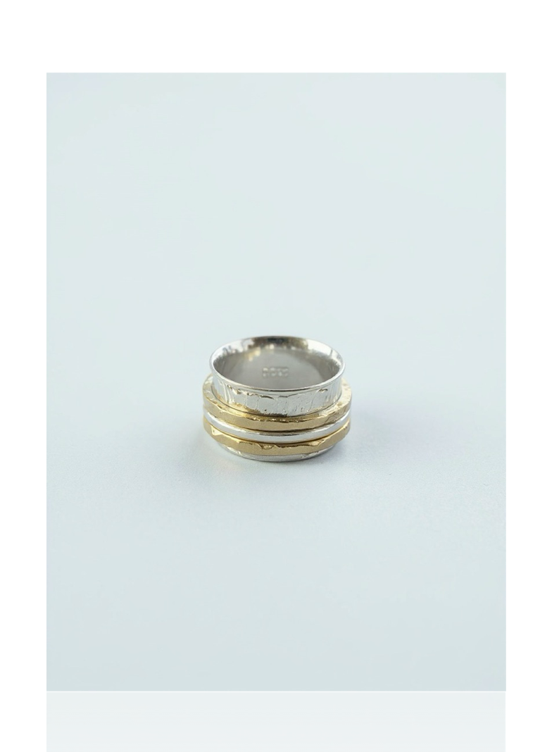 Silver Spinner Ring With Gold And Silver Spinners - Silver Lines Jewellery