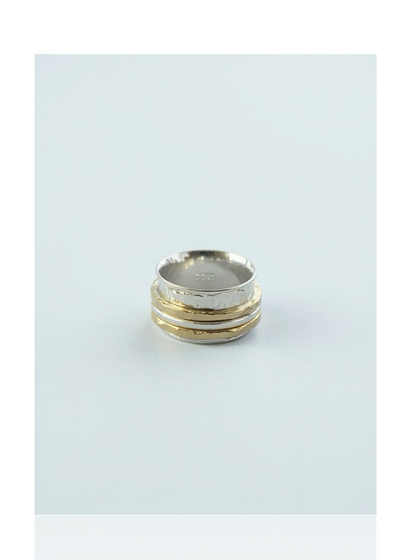 Silver Spinner Ring With Gold And Silver Spinners - Silver Lines Jewellery