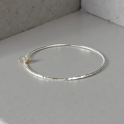 Silver Bangle with Gold Rings - SilverLines Jewellery