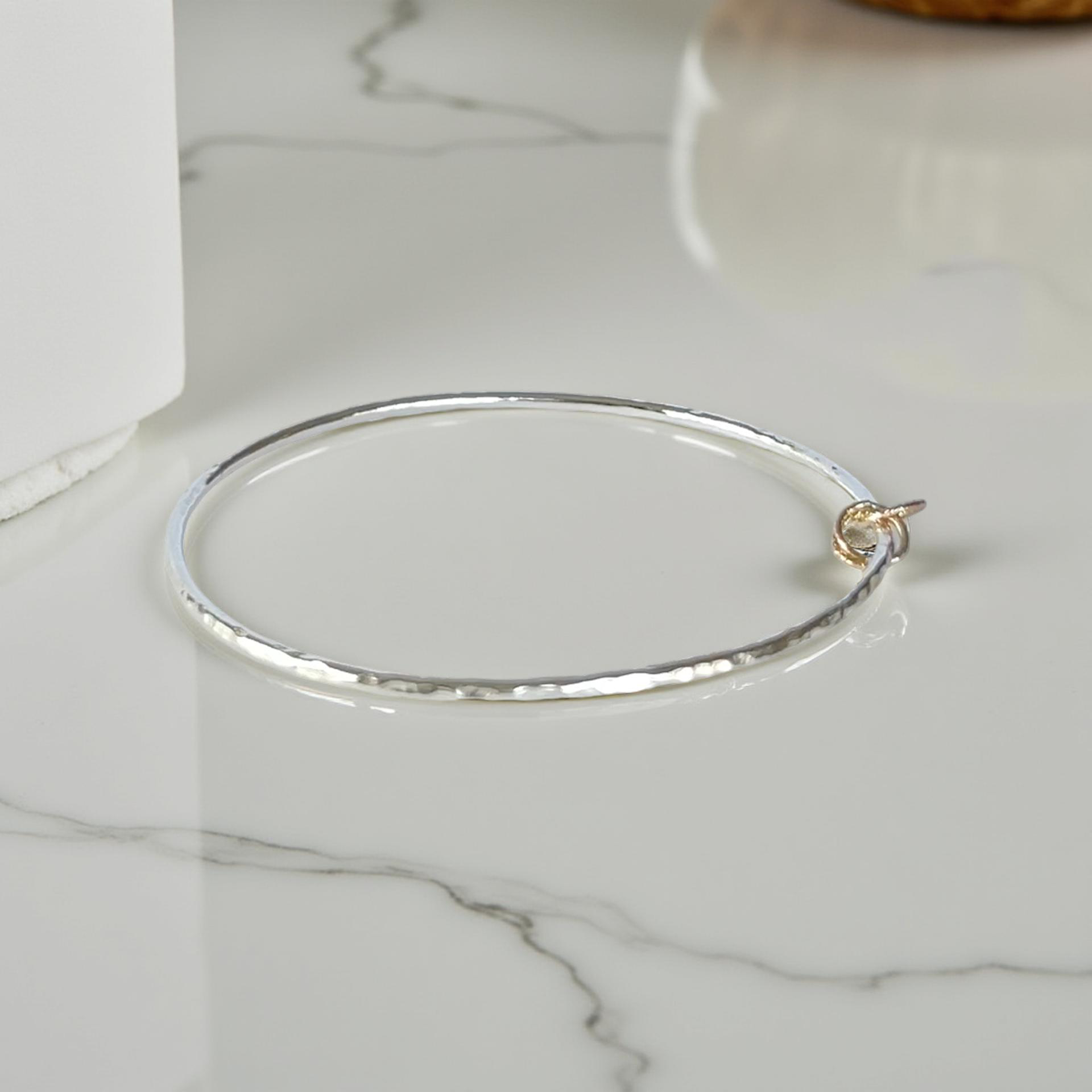 Silver Bangle with Gold Rings - SilverLines Jewellery