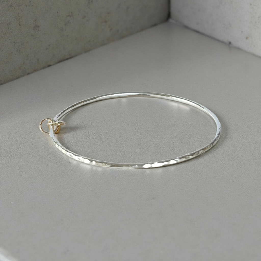 Silver Bangle with Gold Rings - SilverLines Jewellery