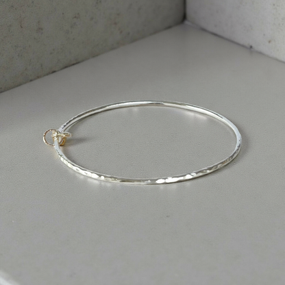Silver Bangle with Gold Rings - SilverLines Jewellery