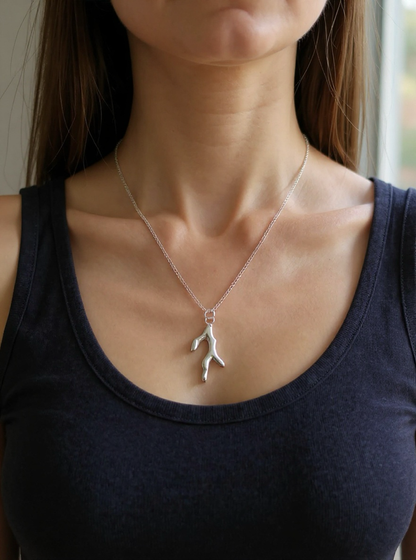 Silver Seaweed Charm Necklace - Silver Lines Jewellery