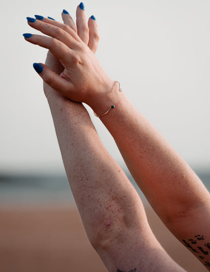 Sterling Silver Cuff with Gemstones - Silver Lines Jewellery