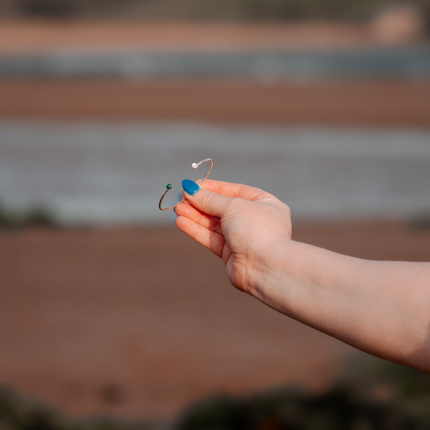 Sterling Silver Cuff with Gemstones - Silver Lines Jewellery